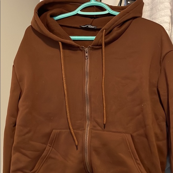 Shein Brown Zip up Hoodie - Picture 2 of 3